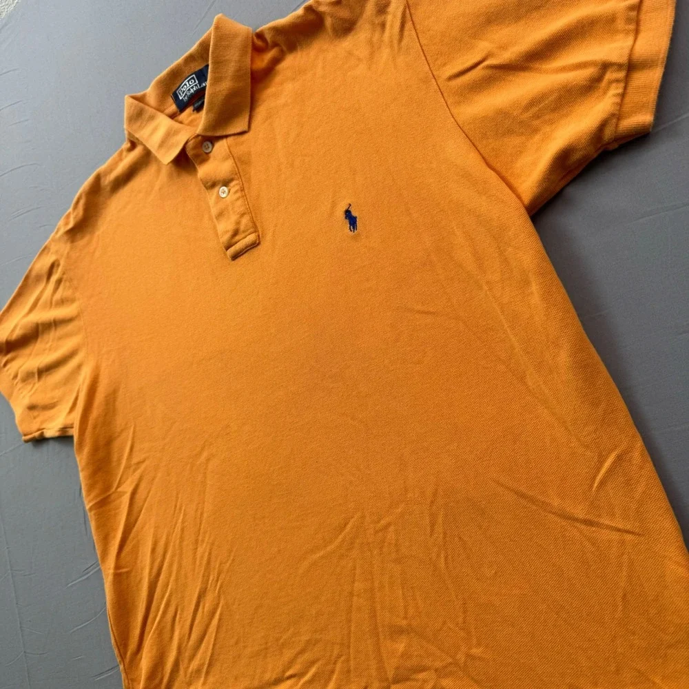 Polo Ralph Lauren Mens Large Orange Cotton Pique Short Sleeve Pony Polo Shirt